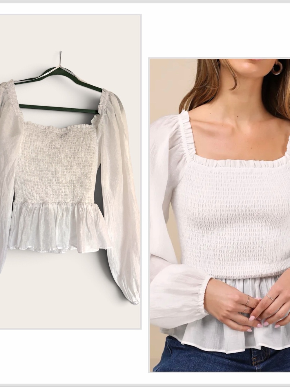 Lulu’s White Smocked Square-Neck Peplum Top - Women